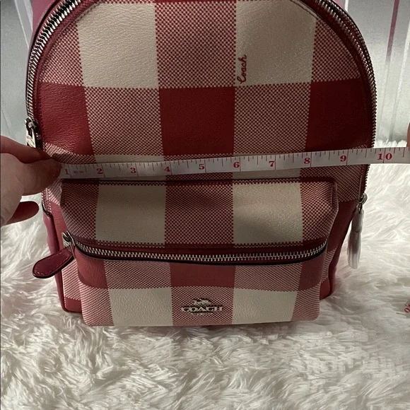 Coach Red and Cream Checkered Backpack - Picture 8 of 8
